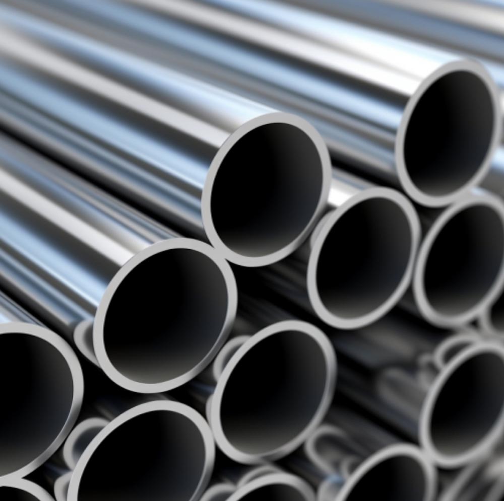 Stack of cut stainless steel tubes